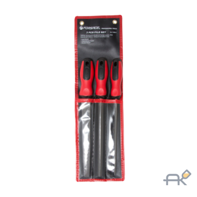 Набор напильников разнопрофильных 3пр.(плоский. треугольный. круглый L-200мм). на полотне (F-5056-3)